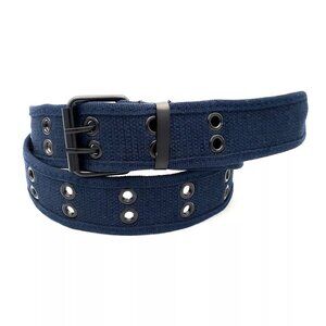 New Navy Blue 2 Holes Row Grommet Canvas Fabric Web Belt Size Large